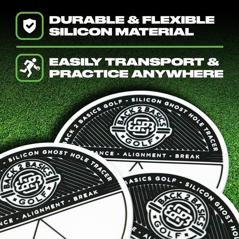 BACK 2 BASICS GOLF 3-Pack Target Ghost Holes Golf Training Set, Portable Outdoor & Indoor Putting Practice Golf Training Putters, Standard 4.25” Targets for Backyard Practice Putting Green, Chipping & Home Drills - Image 4
